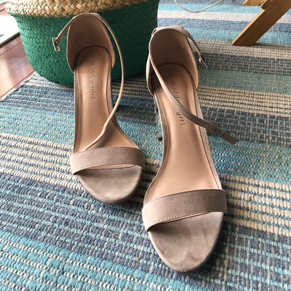 Madden Girl Banginn Open Toe Canvas Nude Sandals